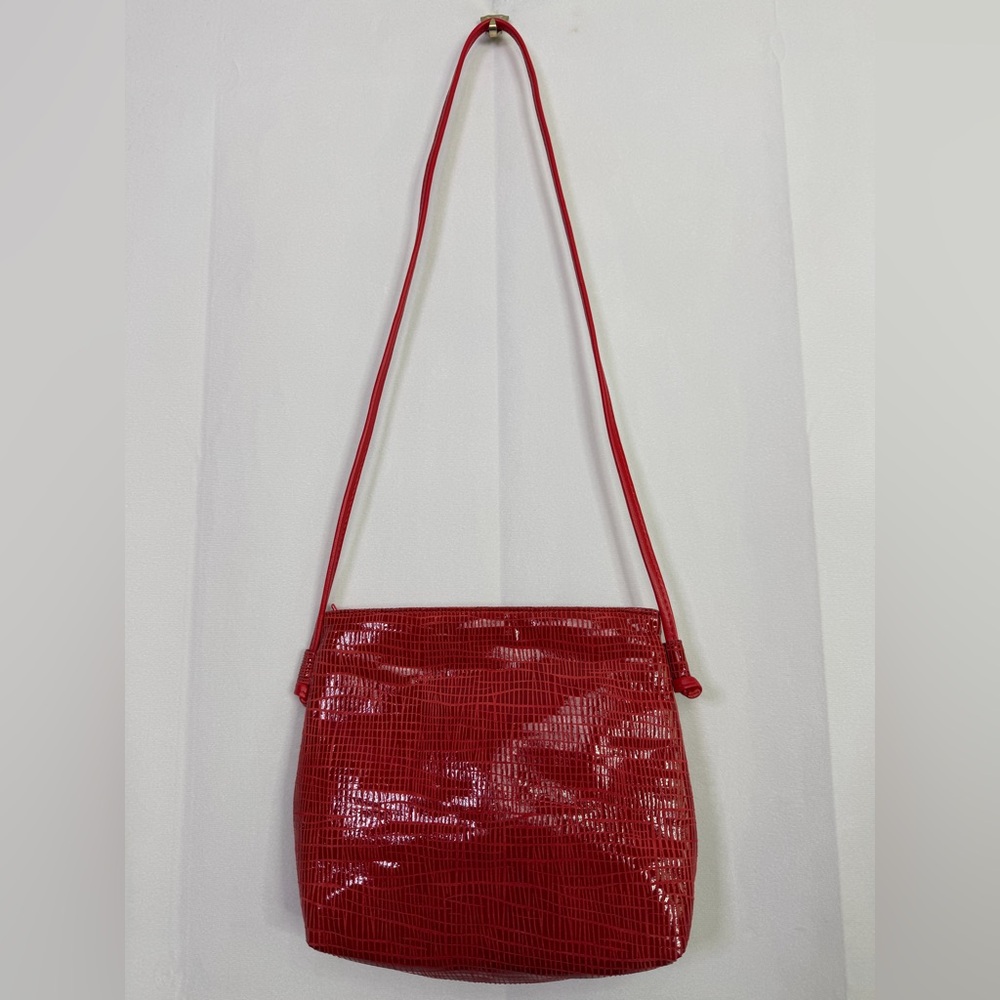 Vintage Bags By Pinky Crossbody Bag Red Leather Top Zipper Shoulder Purse